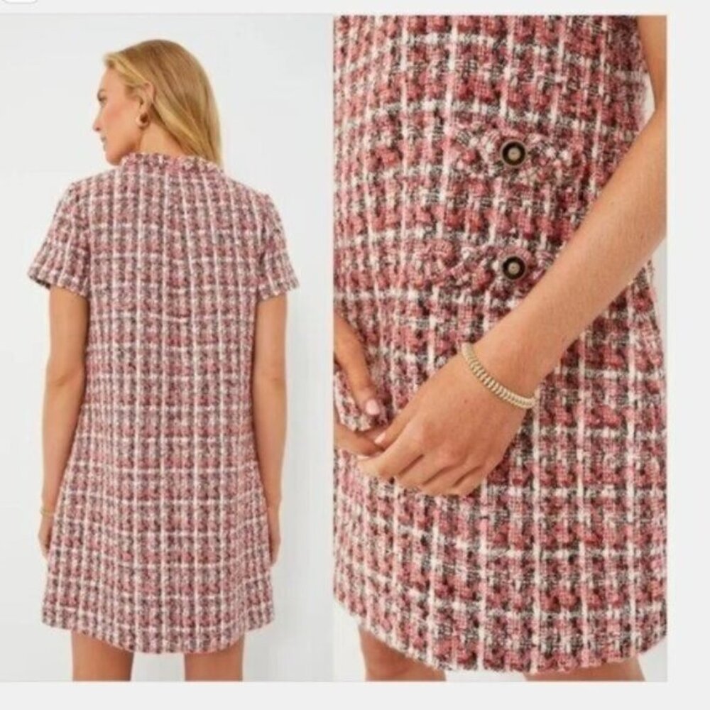 Tuckernuck NEW Magnolia Tweed Short Sleeve Crew Neck Jackie Mini Dress Size XXL - Picture 2 of 11